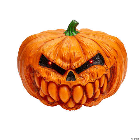 12" Light-Up Scary Plastic Pumpkin with Sound Halloween Decoration