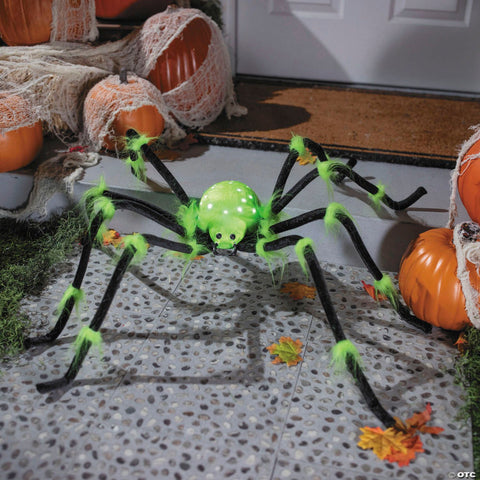 50" x 4" Green Illuminated Spider Halloween Decoration