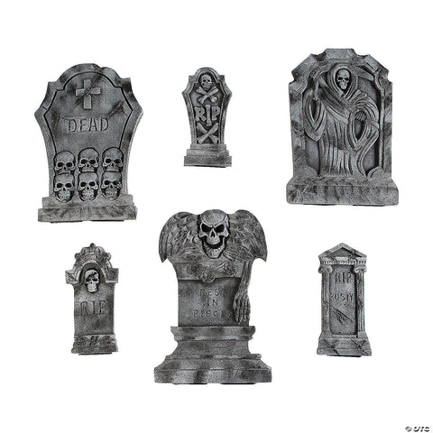 Spooky Graveyard Foam Tombstone Halloween Decorations Set – 6 Pc. | Horror-Shop.com