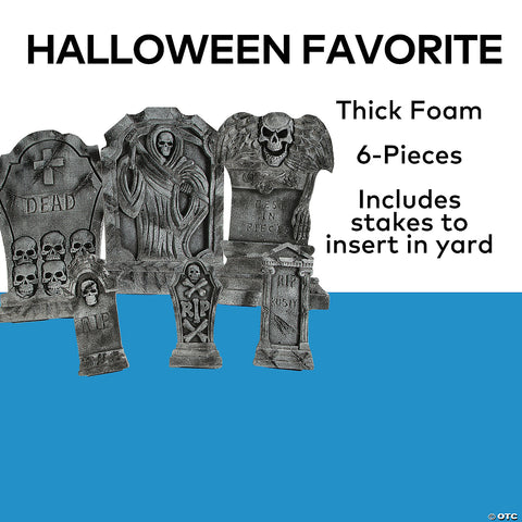 Spooky Graveyard Foam Tombstone Halloween Decorations Set – 6 Pc. | Horror-Shop.com