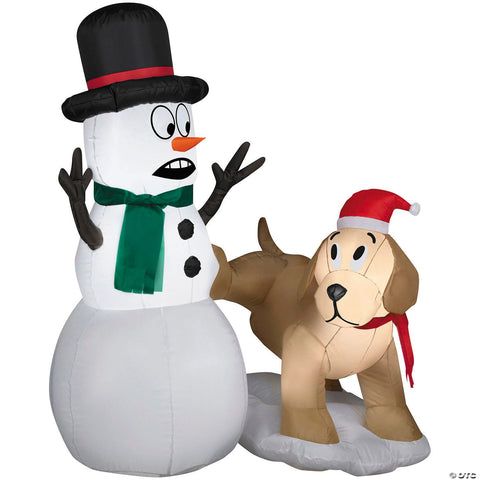4 Ft. Airblown® Inflatable Snowman with Golden Retriever Outdoor Yard Decoration