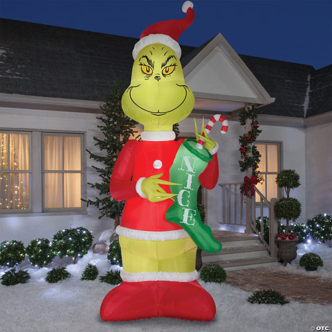 Airblown Grinch with Stocking Inflatable