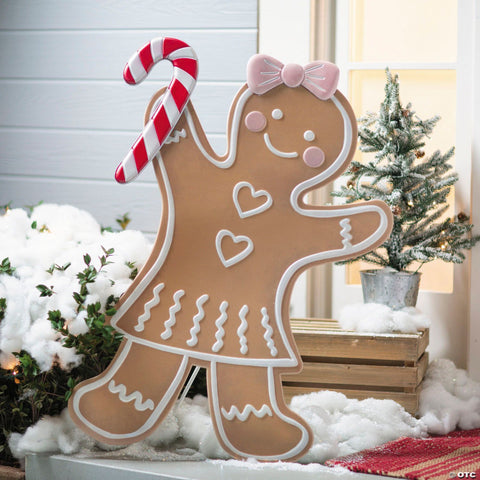 37 3/4" Iron Gingerbread Girl Christmas Decoration