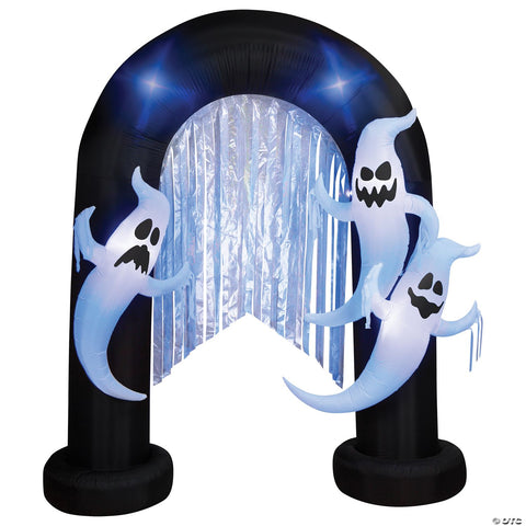 96" Airblown Inflatable Lightshow Archway w/ Ghosts Black Light Halloween Yard Decoration