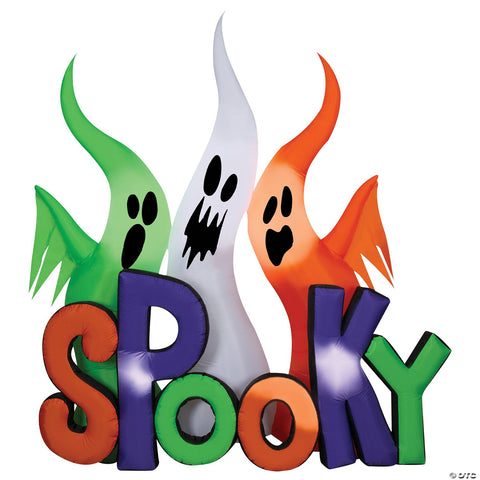 96" Airblown Inflatable Ghosts w/Spooky Sign Halloween Yard Decoration