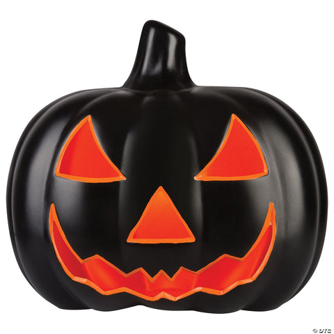 17" Scary Black Jack O Lantern with Orange Light Halloween Decoration
