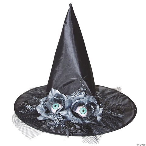 17" Witch Hat with Eyes & Flowers