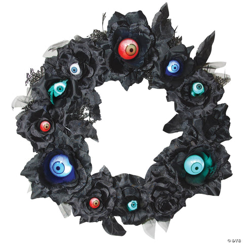 15" Black Wreath with Eyeballs