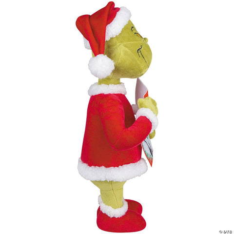 18 1/2" Holiday Greeter Stuffed Grinch in Santa Suit with Dr. Seuss™ Book Christmas Decoration