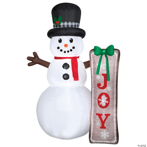 Airblown® Snowman with Sign LED Lightshow 83" Inflatable Christmas Outdoor Yard Decor