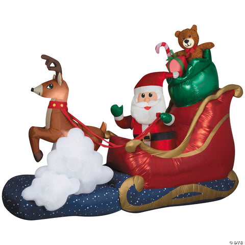 Airblown® Animated Luxe Waving Santa w/ Rocking Reindeer on a Cloud 84" Inflatable Christmas Outdoor Yard Decor