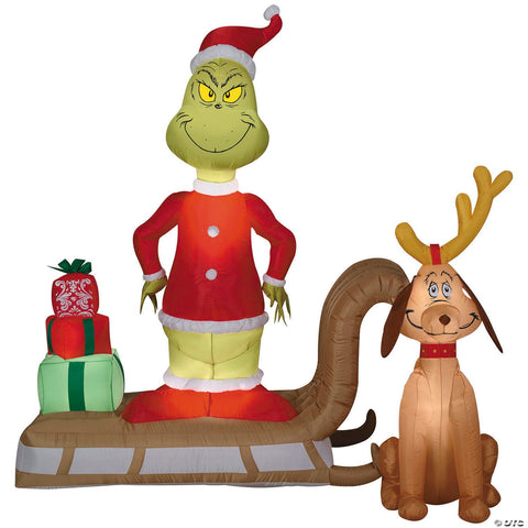 6 Ft. Airblown® Inflatable Dr. Seuss™ How the Grinch Stole Christmas Grinch & Max with Sled Outdoor Yard Decoration