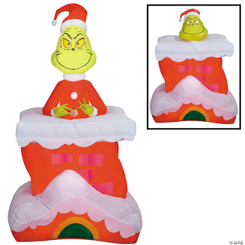 5 Ft. 6" Airblown® Inflatable Dr. Seuss™ How the Grinch Stole Christmas Pop-Up Grinch with Chimney Outdoor Yard Decoration