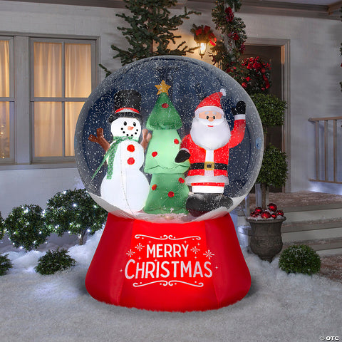 <html>6 Ft. Airblown<sup>®</sup> Santa & Snowman Snow Globe with Snow Pellets & Built-In LED Lights Christmas Outdoor Yard Decoration</html> | Horror-Shop.com
