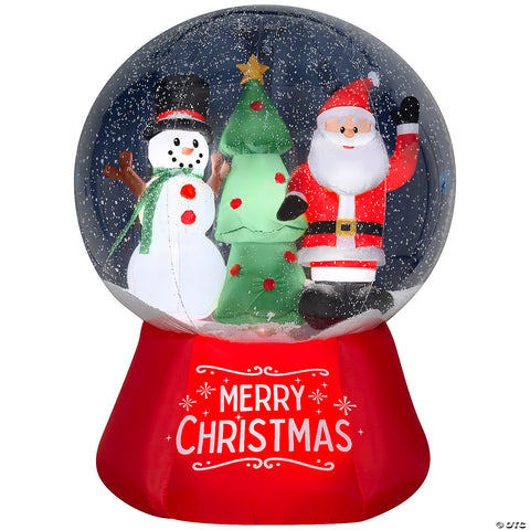 <html>6 Ft. Airblown<sup>®</sup> Santa & Snowman Snow Globe with Snow Pellets & Built-In LED Lights Christmas Outdoor Yard Decoration</html>