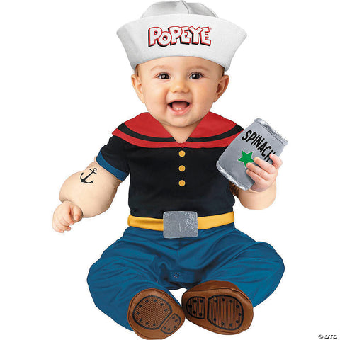 Baby Popeye the Sailor™ Popeye Jumpsuit Costume - 0-6 Months | Horror-Shop.com
