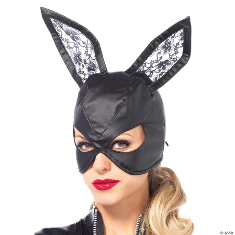 Women's Black Leather Bunny Mask
