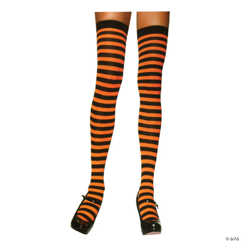 Nylon Striped Thigh-High Stockings
