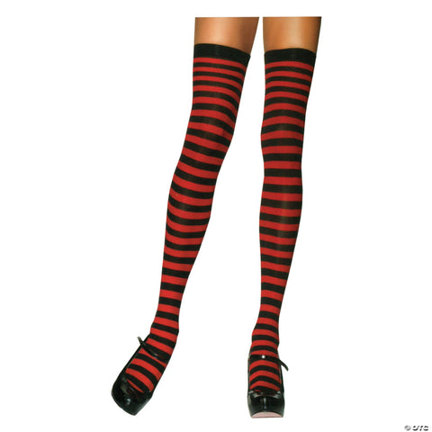 Nylon Striped Thigh-High Stockings