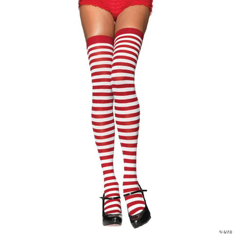 Nylon Striped Thigh-High Stockings
