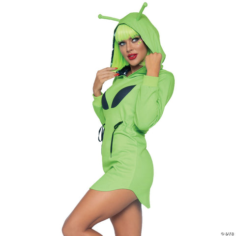 Adult Green Alien Hoodie Dress