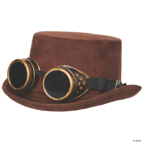 Faux Suede Hat with Goggles - Adult