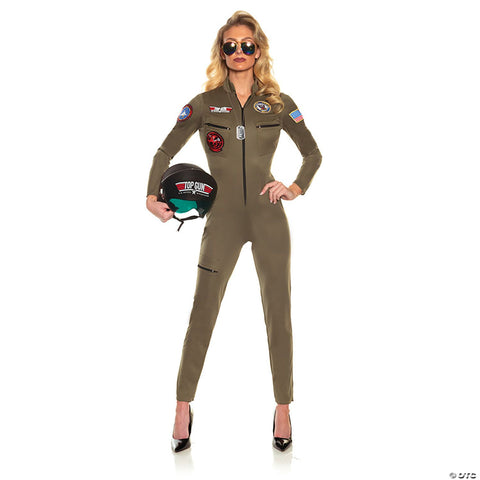 Women's US Navy™ TOP GUN™ Pilot Jumpsuit Costume - Medium 8-10