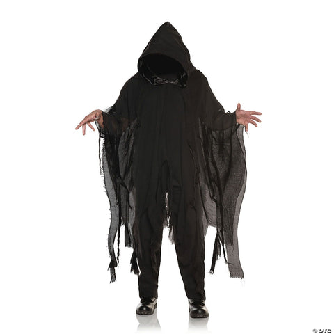 Adults Black Shredded Phantom Hooded Cape - One Size
