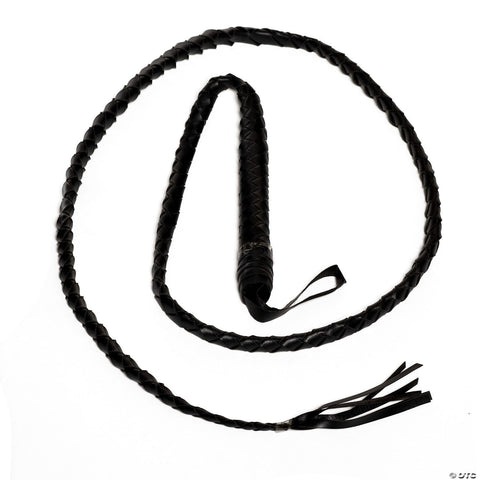 Adults Black Faux Leather Braided Whip Costume Accessory