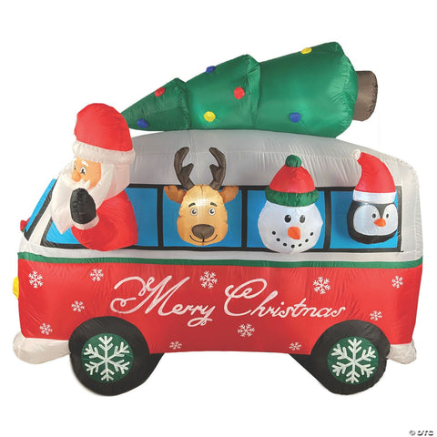 7' Santa Vintage Van Inflatable