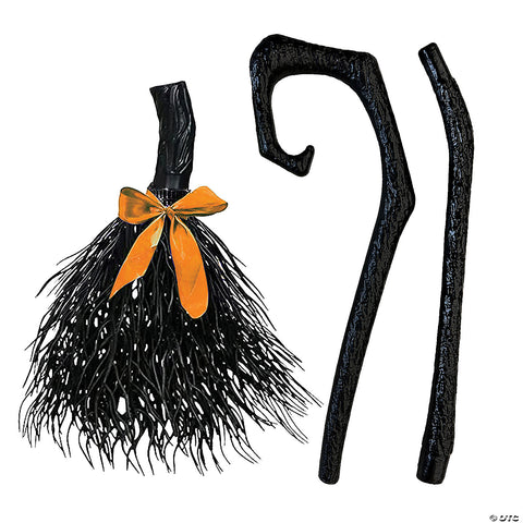 Witch Broom Black Costume Accessory | Horror-Shop.com