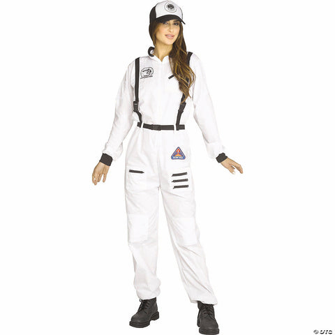 Women’s Black & White Jumpsuit Astronaut Costume -  12-14 | Horror-Shop.com
