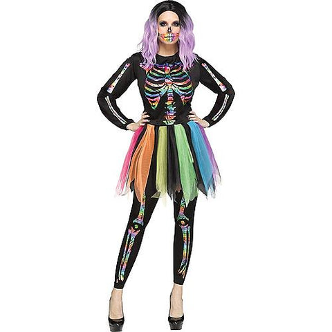 Skeleton Rainbow Foil Adult Costume | Horror-Shop.com