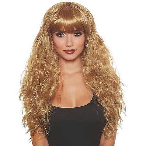 Long Relaxed Beach Wave Wig With Bangs - Adult