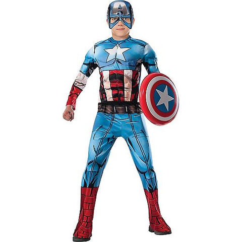 Boy's Deluxe Muscle Captain America Costume | Horror-Shop.com