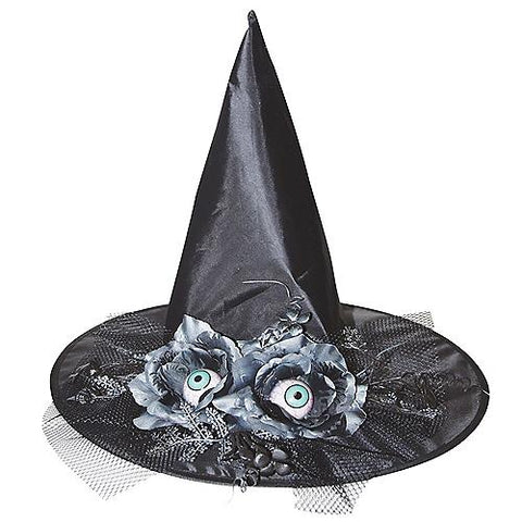 17" Witch Hat with Eyes & Flowers