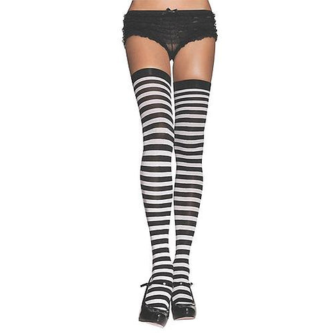 Nylon Striped Thigh-High Stockings