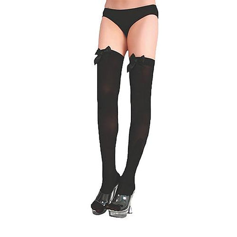 Nylon Thigh-Highs with Bow | Horror-Shop.com