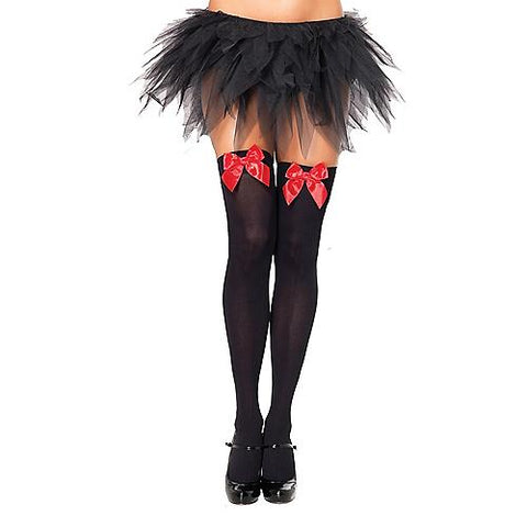 Nylon Thigh-Highs with Bow | Horror-Shop.com