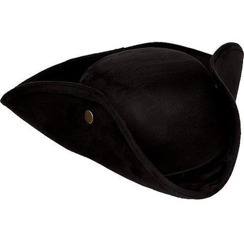 Faux Suede Tri Corner Hat-Black