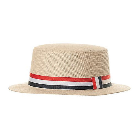 Straw Hat with Flag Band - Adult